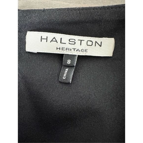 Halston Heritage Black Cut Out Women's‎ Cap Sleeve V Neck Flowy Skirt size 8 - Picture 11 of 15